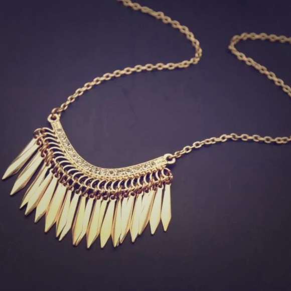 New boho chic gold necklace with rhinestones - Picture 5 of 6